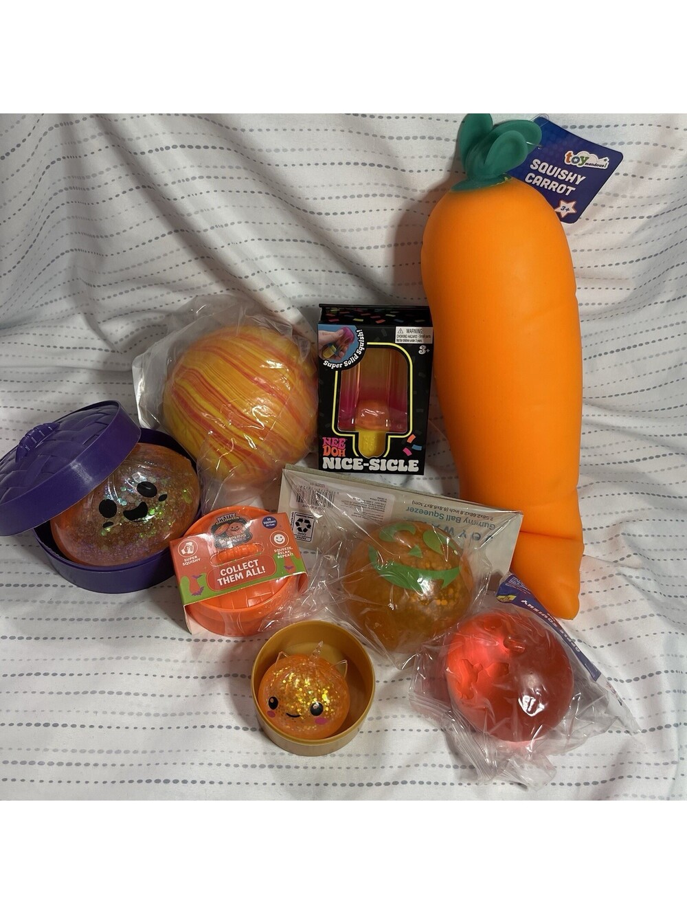 NeeDoh Nicesicle Orange Squishy Bundle 🧡 Lot Of 8 Sensory Viral Halloween Jumbo